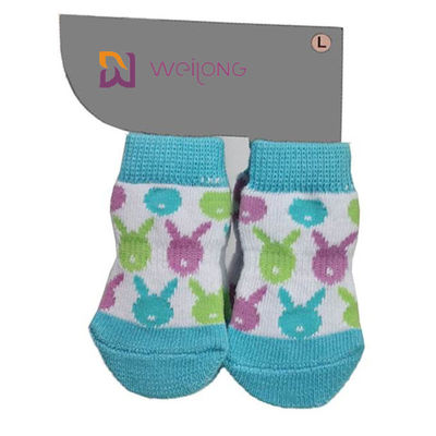 Cotton Spandex Blue Paw Protector ถุงเท้าสัตว์เลี้ยงแบบกำหนดเองถุงเท้าสุนัขเพื่อป้องกันพื้นไม้เนื้อแข็ง